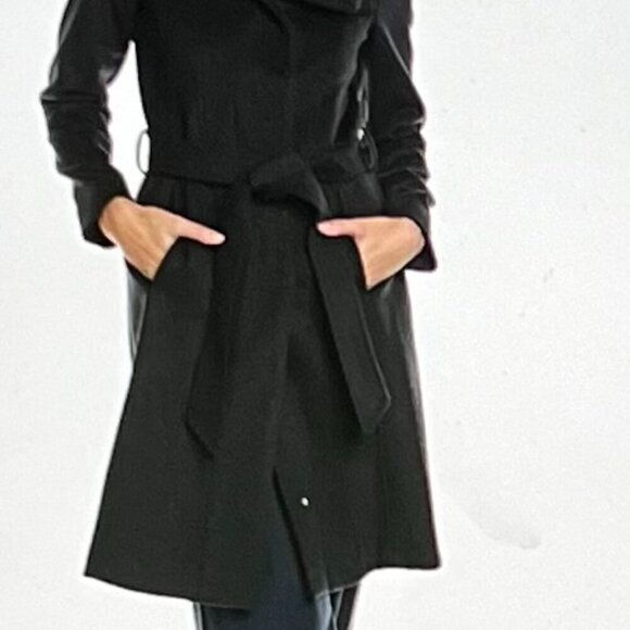 Cole Haan Signature Wool-Blend Wrap Coat in Charcoal Size L - Picture 12 of 12